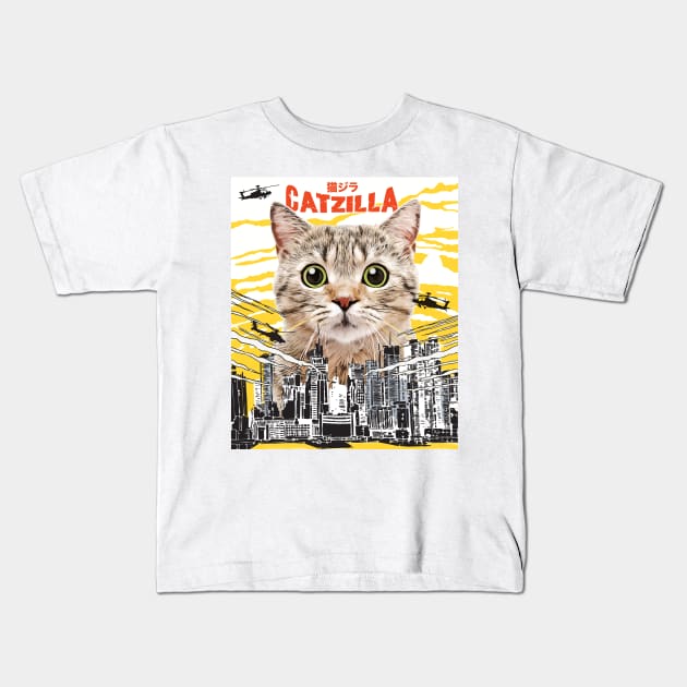 Catzilla Funny Cat T-Shirt - Gift for Cats Lovers Kids T-Shirt by Essinet